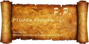 Plichta Piroska névjegykártya